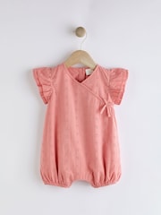 Pink Broderie Baby Wrap Romper (0mths-3yrs) - Image 5 of 11