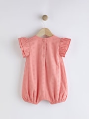 Pink Broderie Baby Wrap Romper (0mths-3yrs) - Image 6 of 11