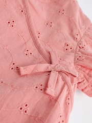 Pink Broderie Baby Wrap Romper (0mths-3yrs) - Image 9 of 11