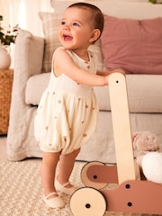 Beige Floral Embroidery Baby Bloomer Romper (0mths-3yrs) - Image 1 of 10