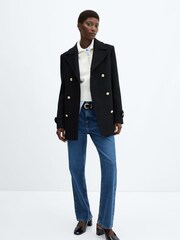 Mango Black Proa Coat with Jewel Buttons - Image 1 of 7