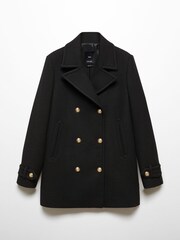Mango Black Proa Coat with Jewel Buttons - Image 6 of 7