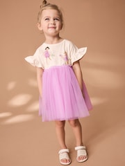 Bright Pink/White Mesh Dress (3mths-7yrs) - Image 1 of 8