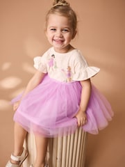 Bright Pink/White Mesh Dress (3mths-7yrs) - Image 4 of 8