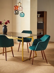 MADE.COM Set of 2 Pine Green and Walnut Legs Lule Arm Dining Chairs - Image 1 of 2