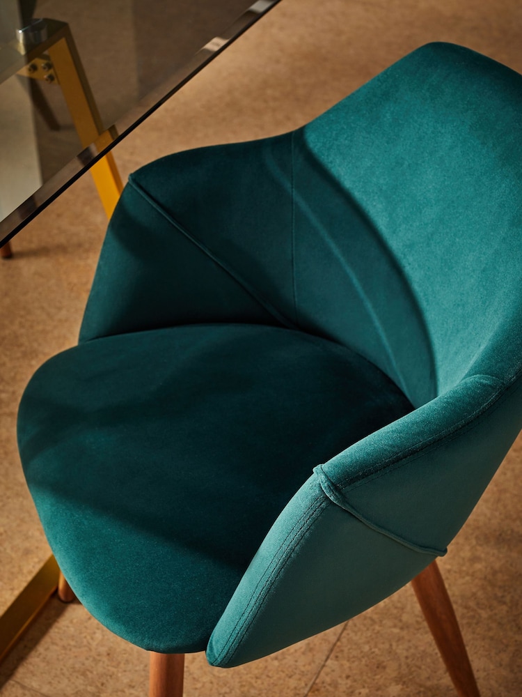 MADE.COM Set of 2 Pine Green and Walnut Legs Lule Arm Dining Chairs - Image 2 of 2