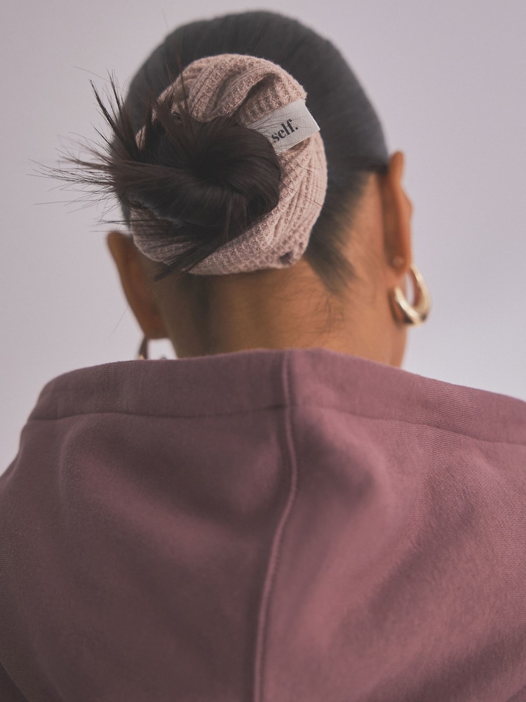 self. Pink Waffle Textured Scrunchie 2 Pack - Image 2 of 5