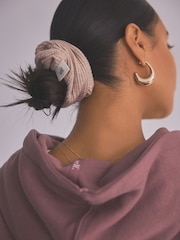self. Pink Waffle Textured Scrunchie 2 Pack - Image 3 of 5