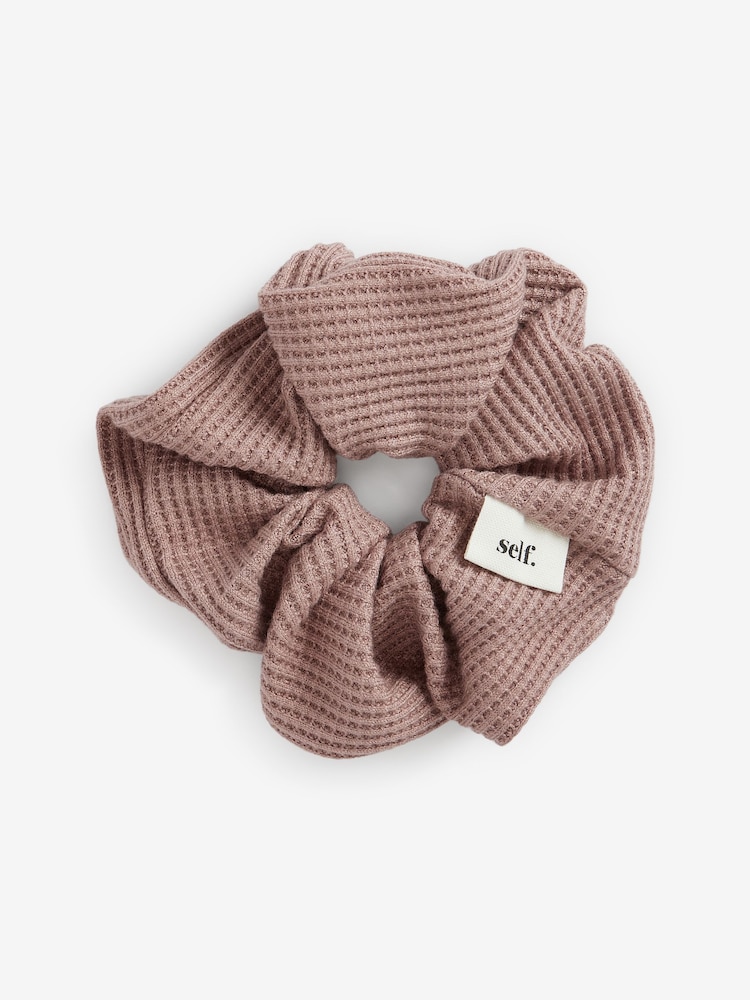 self. Pink Waffle Textured Scrunchie 2 Pack - Image 5 of 5