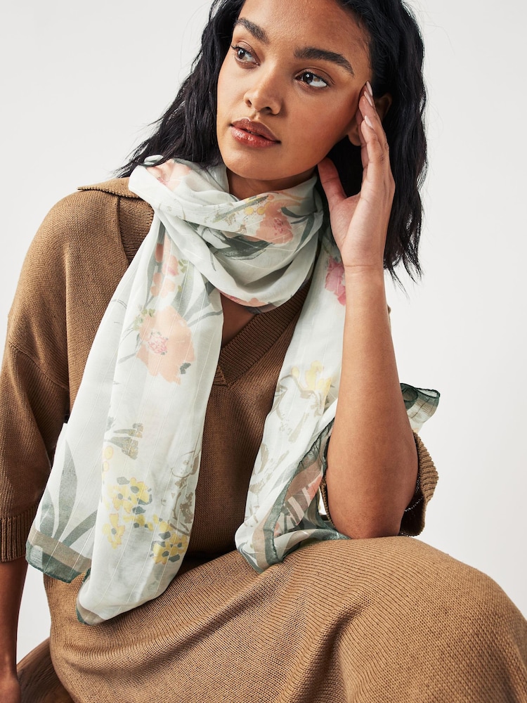 Ecru/Green Easter Bunny Lightweight Scarf - Image 1 of 6