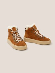 White Stuff Natural Suede Shearling Hiker Boots - Image 3 of 8