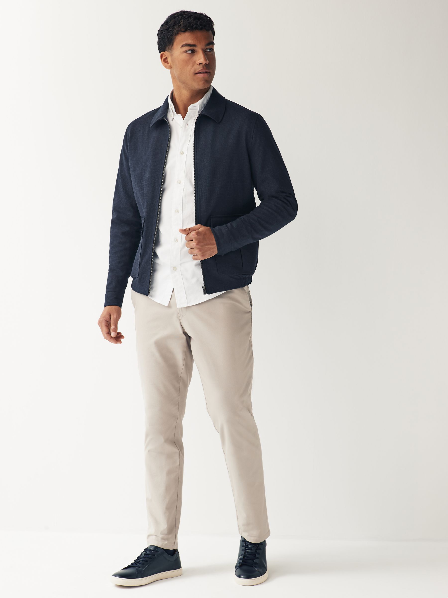 Buy Navy Smart Textured Blouson Jacket from Next Luxembourg
