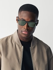 Black and Green Clubmaster Polarised Sunglasses - Image 1 of 5