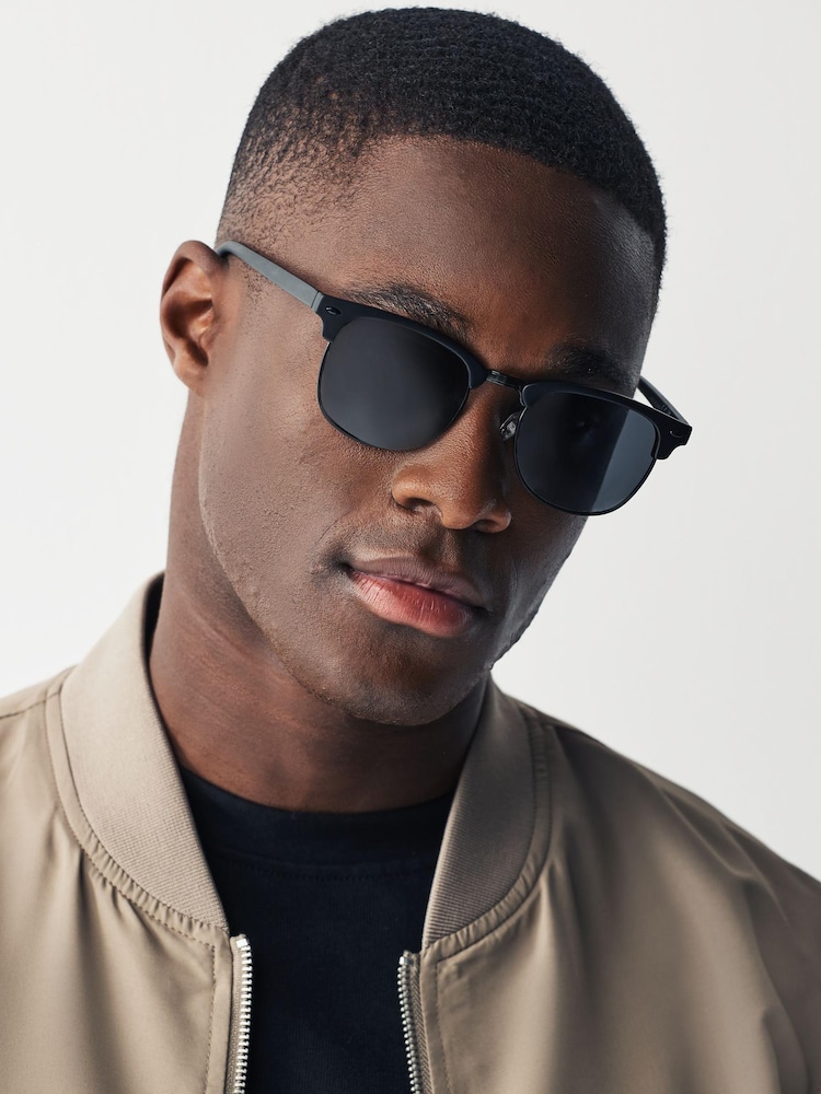 Black Clubmaster Polarised Sunglasses - Image 1 of 5 Black Clubmaster Polarised Sunglasses - Image 1 of 5