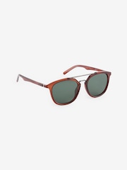 Brown Amber Round Brown Bar Sunglasses - Image 2 of 5