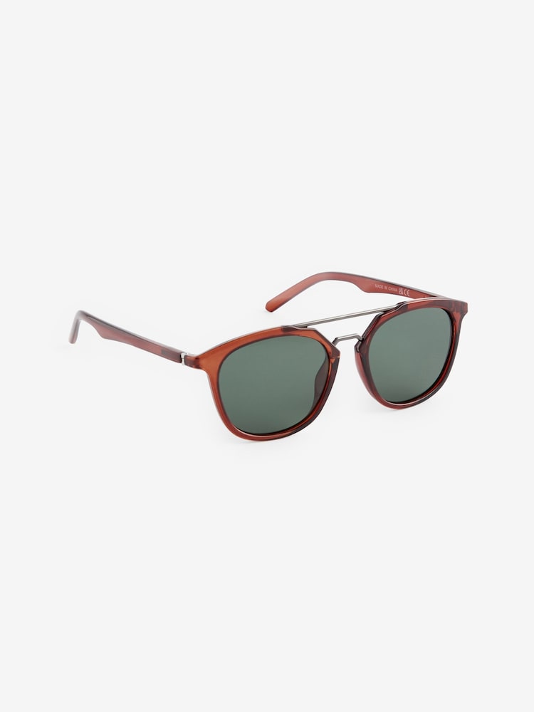 Brown Amber Round Brown Bar Sunglasses - Image 2 of 5