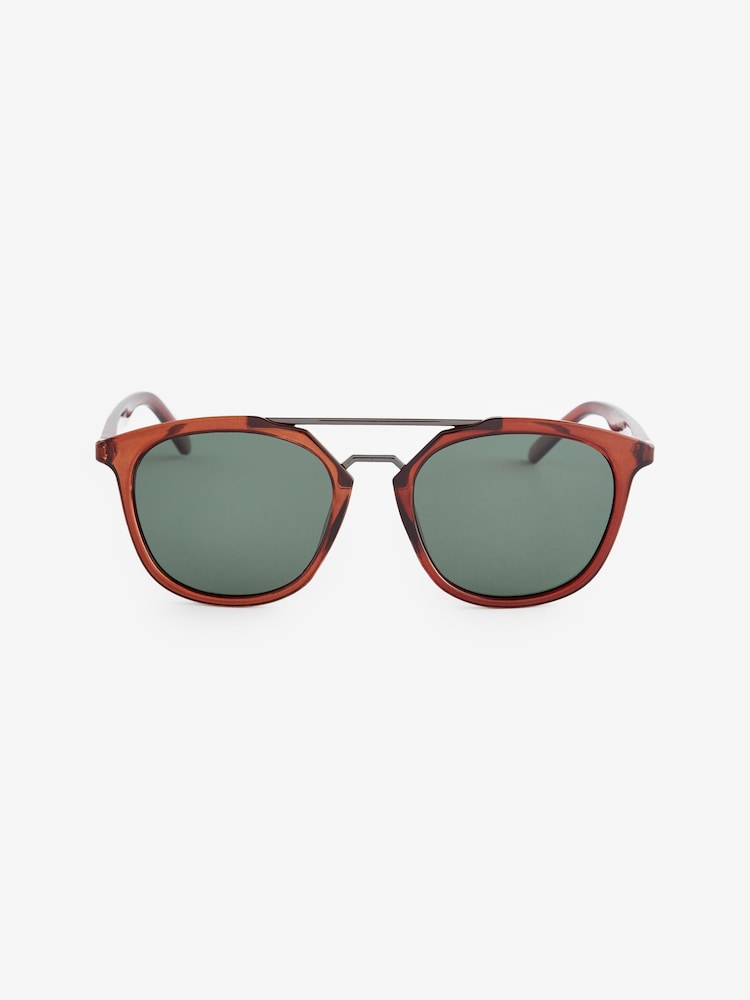 Brown Amber Round Brown Bar Sunglasses - Image 3 of 5