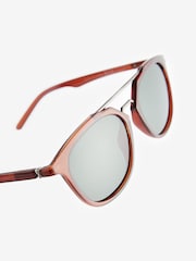 Brown Amber Round Brown Bar Sunglasses - Image 4 of 5