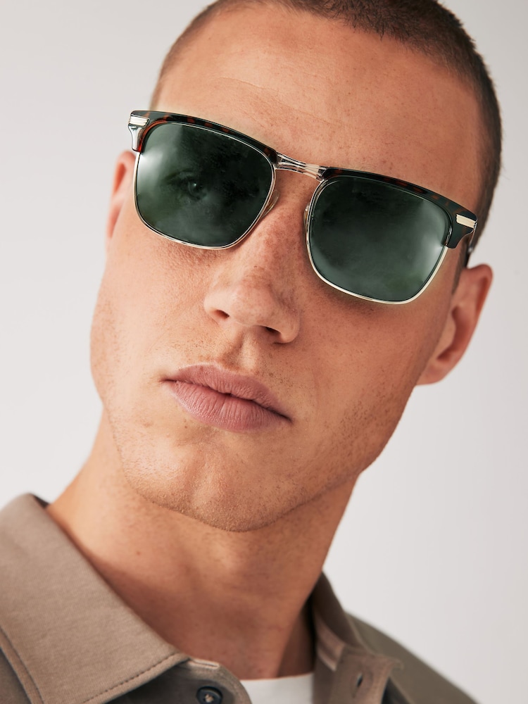 Schildpatt, Braun - N Logo Clubmaster Polarised Sunglasses - Bild 1 von 6
