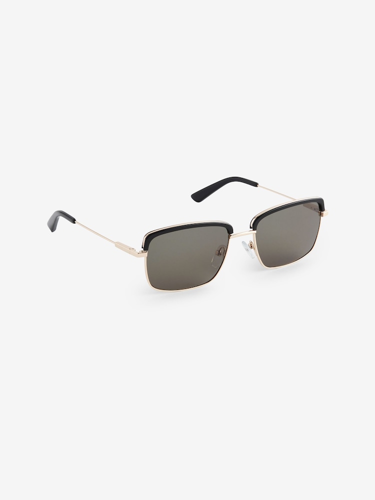 Black and Gold Clubmaster Polarised Sunglasses - Image 2 of 4