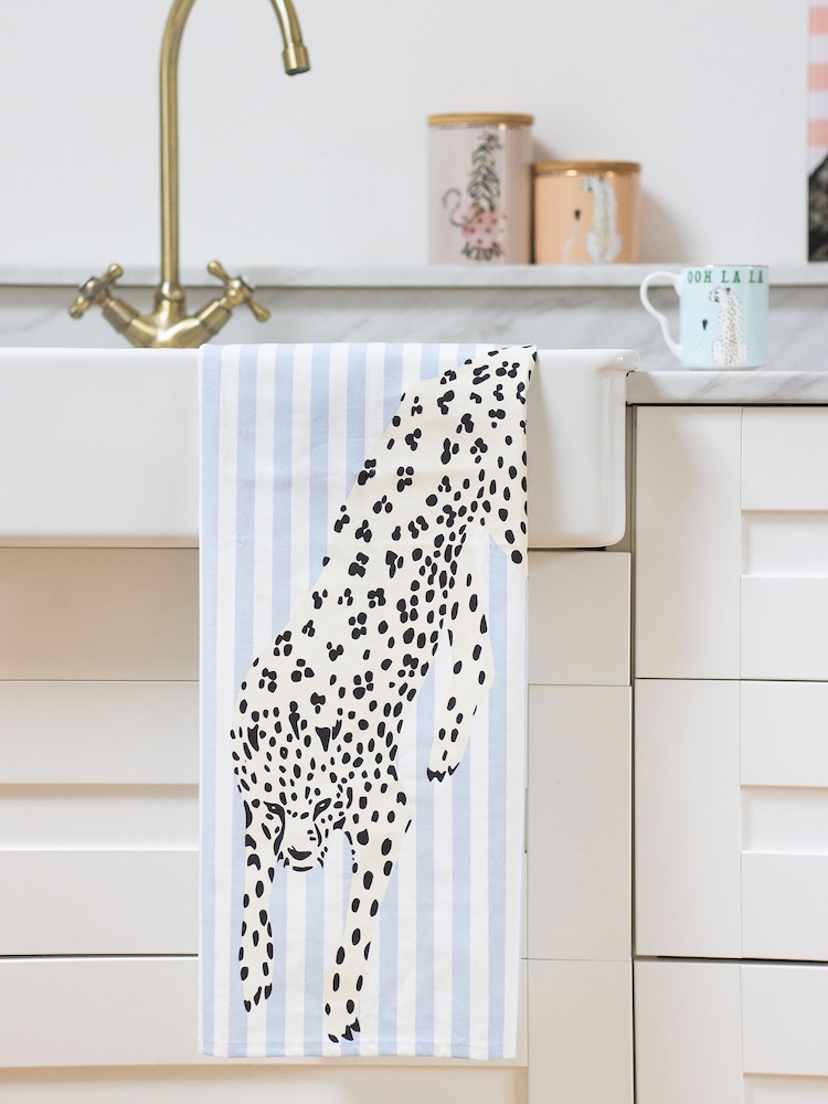 Yvonne Ellen Set of 2 100% Cotton Cheetah Tea Towel - Image 1 of 4