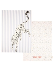 Yvonne Ellen Set of 2 100% Cotton Cheetah Tea Towel - Image 2 of 4
