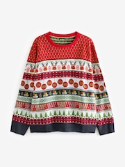 Threadbare Red Curve Curve Crew Neck Christmas Jumper - Image 6 of 6