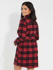 Threadbare Red 100% Cotton Check Festive Shirt Dress - Image 2 of 6