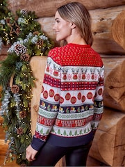 Threadbare Red Multi Fairisle Knitted Christmas Jumper - Image 3 of 5