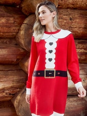 Threadbare Red Christmas Jumper Dress - Image 3 of 5