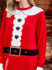 Threadbare Red Christmas Jumper Dress - Image 4 of 5