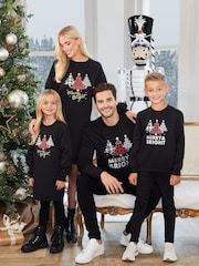 Threadbare Black Christmas Longline Jumper - Image 1 of 6