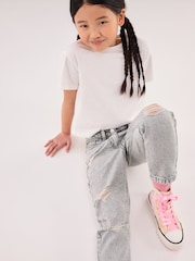 Серый - Джинсы Distressed Mom 100% Cotton (3-16лет) - Изображение 3 из 7