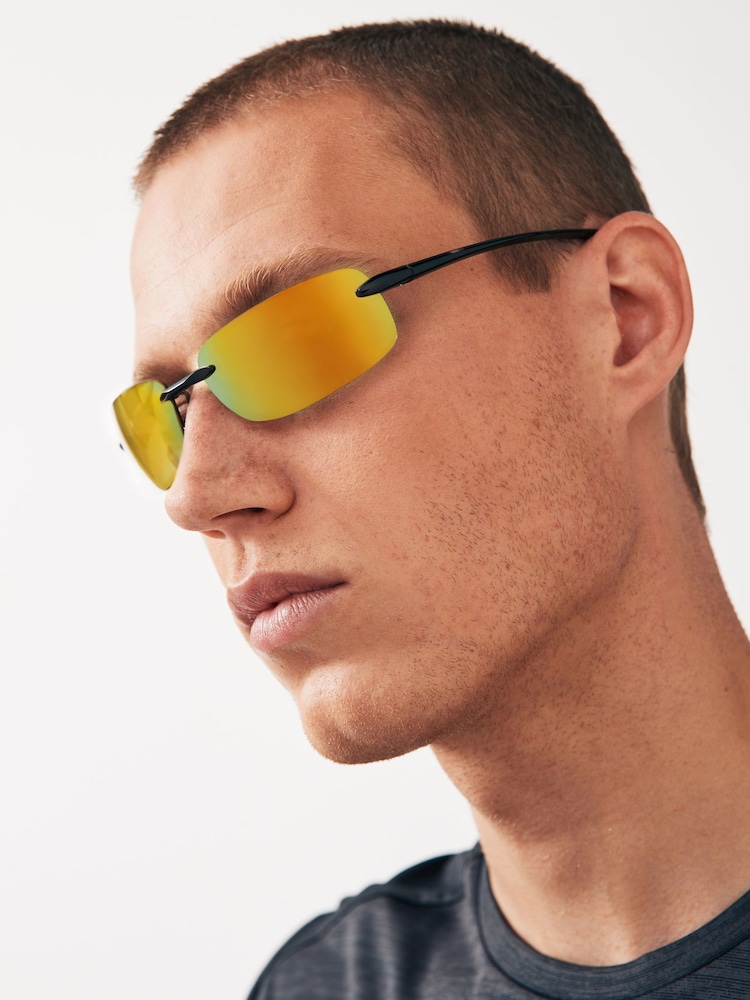 Black Sport Rimless Sunglasses - Image 1 of 5