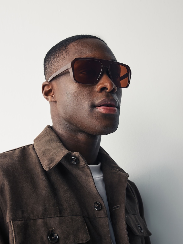 Light Brown Navigator Polarised Sunglasses - Image 1 of 5
