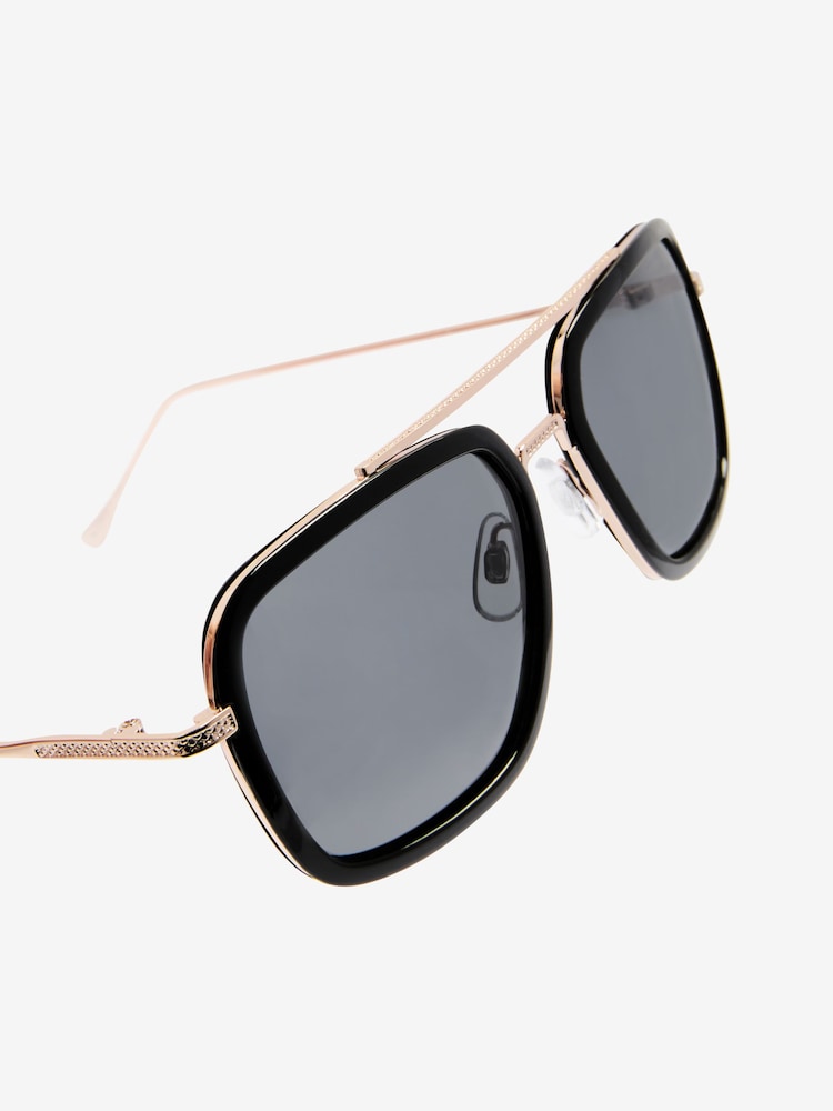 Black/Gold Navigator Polarised Sunglasses - Image 4 of 4