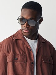 Black/Green Navigator Polarised Sunglasses - Image 1 of 5