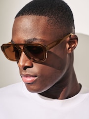 Honey Brown Navigator Polarised Sunglasses - Image 1 of 4