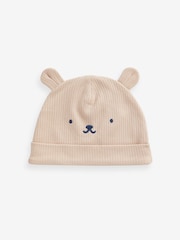 Neutral Baby Bear Ear Beanie 100% Cotton Hats 3 Pack (0mths-2yrs) - Image 3 of 5
