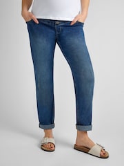 JoJo Maman Bébé Vintage Blue Slim Boyfriend Maternity Denim Jeans - Image 1 of 5