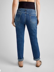 JoJo Maman Bébé Vintage Blue Slim Boyfriend Maternity Denim Jeans - Image 2 of 5