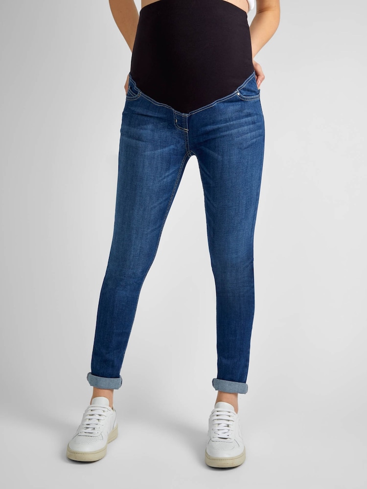 JoJo Maman Bébé Dark Vintage Blue Super Skinny Maternity Denim Jeans - Image 1 of 4