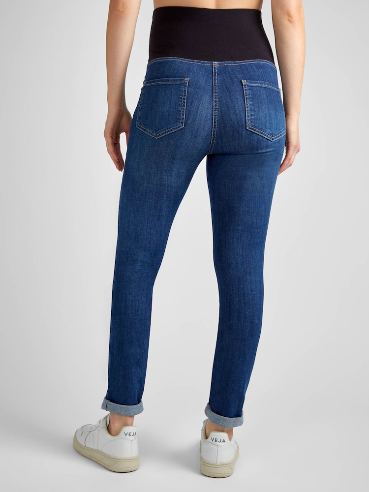 JoJo Maman Bébé Dark Vintage Blue Super Skinny Maternity Denim Jeans - Image 2 of 4