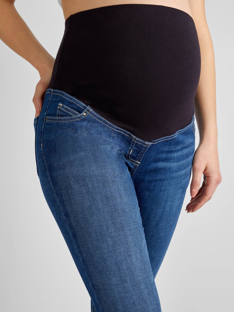 JoJo Maman Bébé Dark Vintage Blue Super Skinny Maternity Denim Jeans - Image 4 of 4
