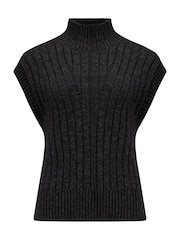 Negro - Camiseta de tirantes Kady corta acanalada de punto de Pour Moi - Imagen 3 de 4