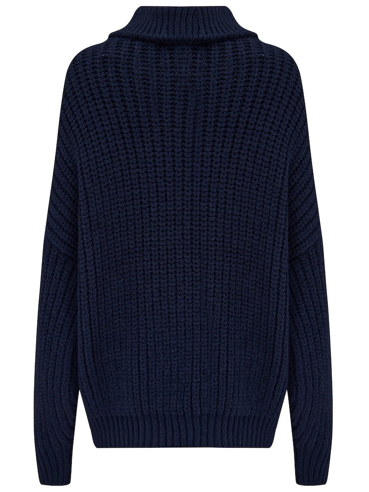 Blau - Pour Moi Alice Rollkragenpullover aus grobem Kabelstrick - Bild 4 von 4 Blau - Pour Moi Alice Rollkragenpullover aus grobem Kabelstrick - Bild 4 von 4