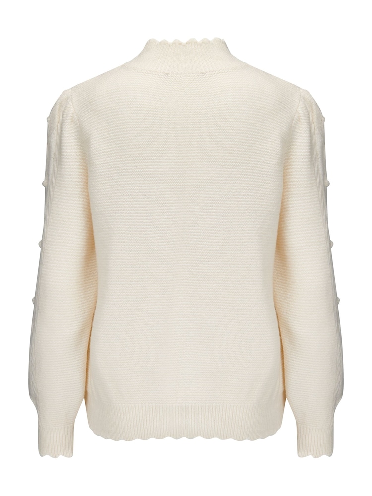 Pour Moi Cream Marina Pointelle High Neck Knit Jumper - Image 4 of 4
