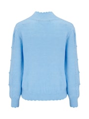 Pour Moi Blue Marina Pointelle High Neck Knit Jumper - Image 4 of 4