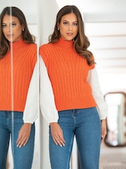 Naranja - Camiseta de tirantes Kady corta acanalada de punto de Pour Moi - Imagen 1 de 4