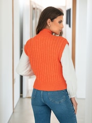Naranja - Camiseta de tirantes Kady corta acanalada de punto de Pour Moi - Imagen 2 de 4